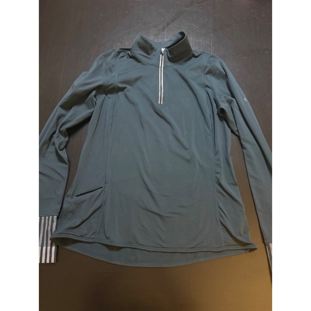 GapFit Womens L Quarter Zip Long Sleeve Running Top Teal Green Thumbhole Cuffs